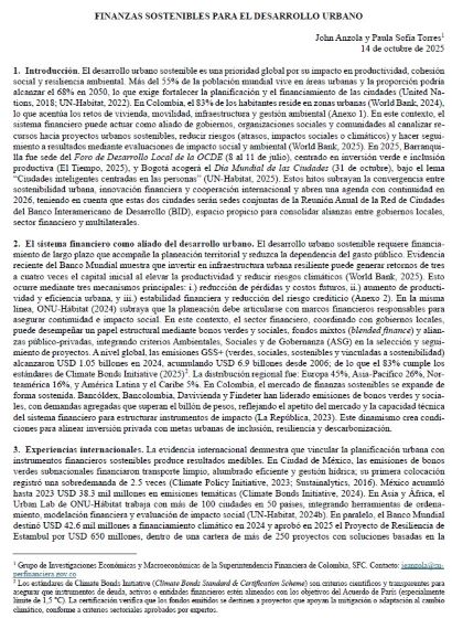 Finanzas sostenibles para el desarrollo urbano Finanzas sostenibles para el desarrollo urbano