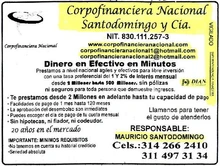 Volante Corpofinanciera Nacional Santodomingo y Cia