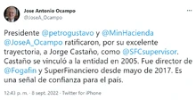 Presidente Gustavo Petro y Minhacienda ratifican en el cargo al Superfinanciero Jorge Castaño y destacan su trayectoria