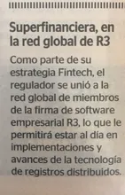 Artículo "Superfinanciera, en la red global de R3" - Noviembre 03 de 2017