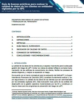 Guía de buenas prácticas para evaluar la calidad de datos de los clientes en entidades vigiladas por la SFC