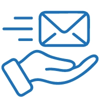 Icono mano con correo 