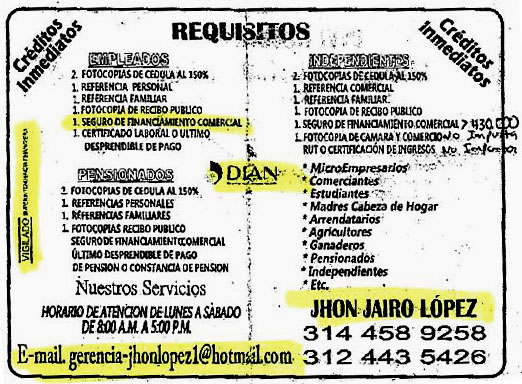 Volante Inversiones López Sabogal & Cia (revés)