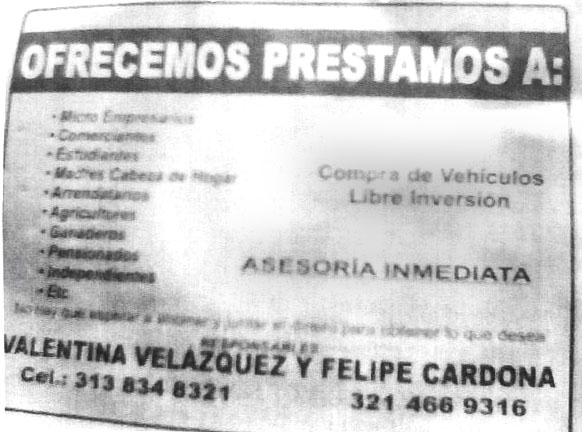 Volante Inversiones Granahorrar (revés)
