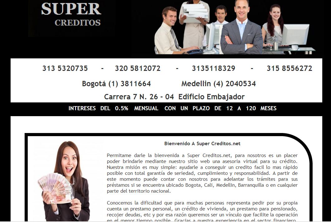 Página web Super Créditos