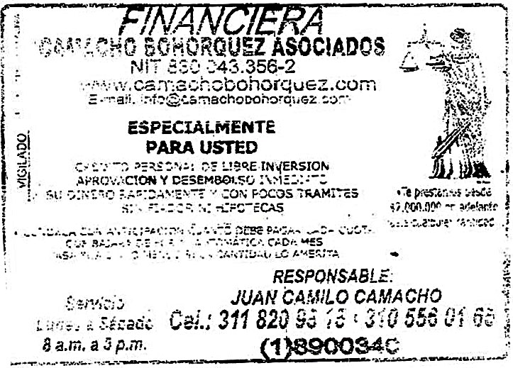 Volante Financiera Camacho Bohórquez Asociados