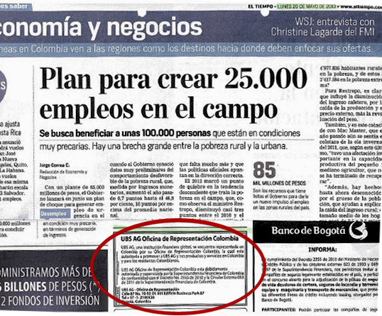 Aviso de prensa UBS AG Oficina de Representación Colombia 2