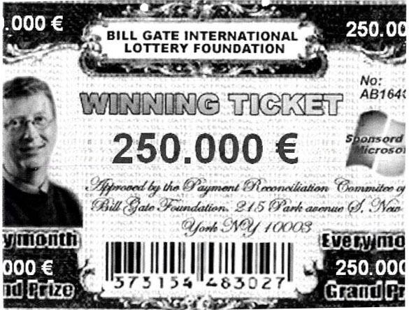 Publicidad web Lotería Fundación Bill Gates