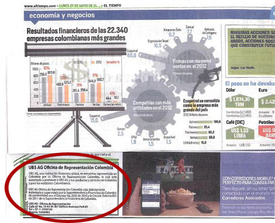 Aviso de prensa UBS AG Oficina de Representación Colombia 3
