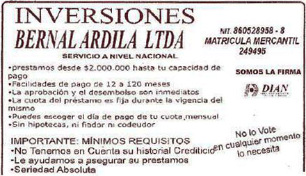 Volante Inversiones Bernal Ardila 