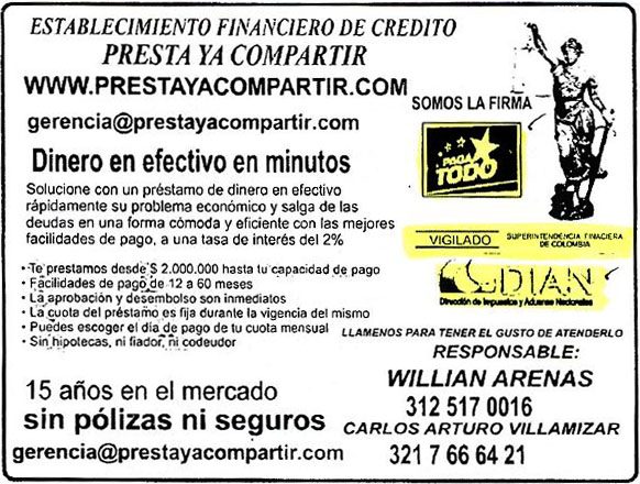 Volante Presta Ya Compartir