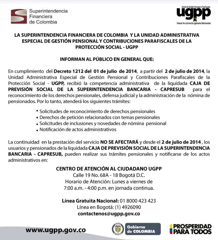 imgSuperintendencia Financiera de Colombia  y la UGPP informan al público en general