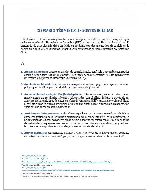 Glosario de términos de sostenibilidad Glosario de términos de sostenibilidad