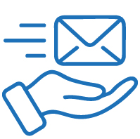 Icono mano con correo Icono mano con correo
