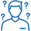 Icono persona con preguntas Icono persona con preguntas