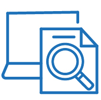 Icono computador con lupa
